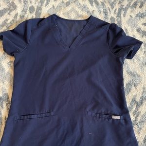 Figs, dark blue scrub top xs